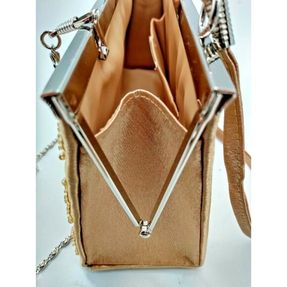 Ladies Evening Purse by Bertotti, gold sequined, with matching lipstick case - Picture 7 of 8